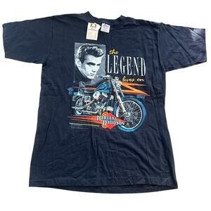 Vtg 90s James Dean Harley Davidson T-Shirt XL Single Stitch Distressed USA NWT